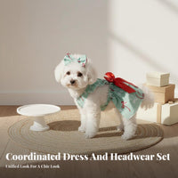 Cute Bowtie Plaid Dog Dress with Ruffled Straps Cat Princess Dress Soft Material for Young Canines, Small Dogs, Parties, Birthdays