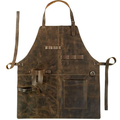 PU Leather Apron Vintage Apron with Pockets Heavy-Duty for Workshop, Blacksmiths