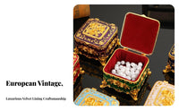 Ornate Design Vintage Jewelry Box Sturdy Zinc Alloy Embossed Floral Keepsake Case Velvet Lined for Women