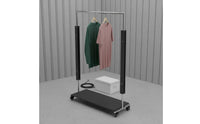 Movable Mobile Garment Rack with Shoe Shelf Vintage Design Rolling Clothes Rack with Shelf Heavy Duty Wood and Metal Clothing Display Stand for Boutique, Live Broadcasting Room, Bedroom