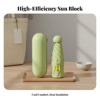 5 Fold Capsule Umbrella 99 Block Compact 5-Fold Umbrella UPF 50+ Lightweight Sun Canopy for Tourists, Students, Commuting