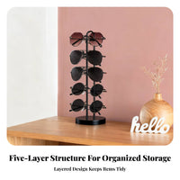 Detachable 5 Tier Glasses Display Stand Space-Saving 5 Tier Sunglasses Stand Stable Base for Retailers, Dresser, Entryway