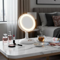 LED Makeup Mirror with Fan USB Rechargeable 3 in 1 Makeup Mirror Fan for Office