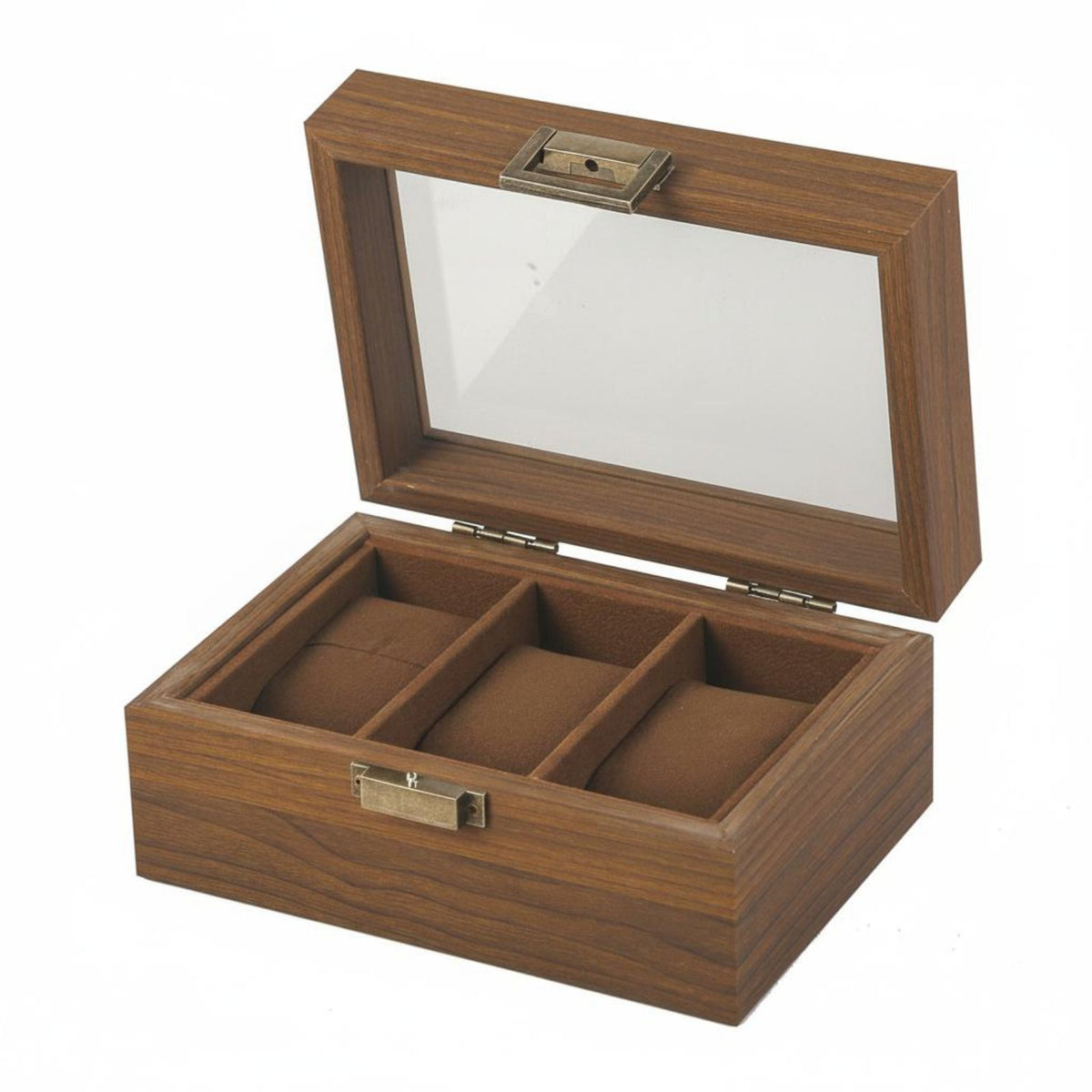 Watch and Jewelry Display Case Soft Luxe Textile Lining Watch Display Box Wooden Jewelry Organizer Rust-Resistant Hardware