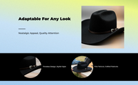 Cowboy Fedora Hat, Wool, Adjustable, Unisex, Outdoor