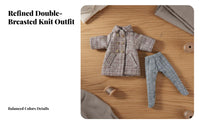 2 Pieces OB11 Doll Outfit Double-Breasted Design Plaid Doll Overcoat Coat Set Stretchy Material 1/12 Scale BJD Clothes