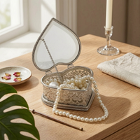 Heart-Shaped Jewelry Box Compact Small Container Dust Protection Storage Item