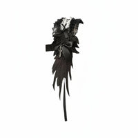 Victorian Celestial Feather Lace Headband, Dark Cosplay Hair Accessory, Punk Subculture, Black Cream Random