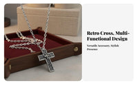 Intricate Pattern Vintage Cross Charm Engraved Engraving S Vintage Charm Necklace Meaningful Gift for Young Adults, Women, Home Decor