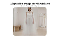 Tulle Cape with Train Multi-Layered Transparent Mesh Poncho Tie-Neck Closure