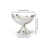 Fluted Pedestal Tray Silver Crescent-Shaped Tray Stable Base