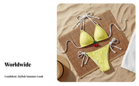 Alluring Design Cherry Triangle Bikini Adjustable Ties Side Tie String Bikini Cheeky for Young Adults, Teens, Vacation, Poolside