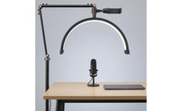 Articulated Joints Circular Light with Stand Height Adjustable Clamp Circular Light Black Lighting Equipment for Makeup, Live Broadcasting, Photo Taking