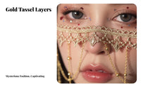 Tassel Chain Face Cover Mystical Look Crystal Tassel Face Covering Layered Chain Headpiece Ornate Costume Accessory