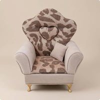 Miniature Leopard-Print Sofa Padded Jewelry Box Gold-Colored Legs