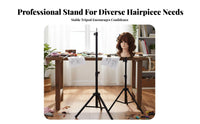 Mannequin Head Tripod Stand Foldable Design Hairpiece Stand Tripod Portable Hairdressing Practice Head Holder
