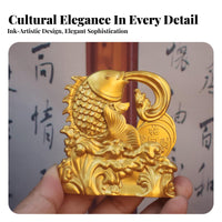 Brings Fortune and Success Golden Koi Aquatic Creature Statue Creative Gift Fortunate Koi Aquatic Creature Figurine Exquisite Workmanship