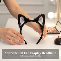 Cat Ear Headband Cute Design Faux Cat Ears Headband Furry Creature Ears Cute Design Cosplay Hair Hoop Soft & Comfortable