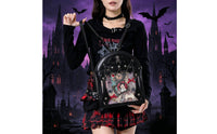 Ita Backpack with Transparent Panel Clear Window Gothic Backpack Wing-Shaped-Wing Bag Skull for Cosplayers, Teens, Cosplay, Everyday Wear