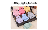 Solid Color Flip Top Fleece Gloves Warm and Thick Convertible Fingerless Gloves Texting Friendly for Students, Kids, Writing, Typing, School