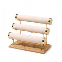 Jewelry Organizer with Wooden Base Velvet Covered Jewelry Display Stand Multi Functional for Dresser, Vanity, Retail Counter