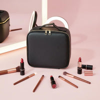 Portable Makeup Box with Light Water-Resistant Makeup Train Case with LED Mirror