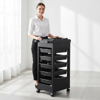 5 Tier Salon Trolley Easy to Clean Hair Coloring Trolley Large-Capacity Drawers