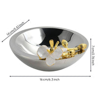Decorative Fruit Bowl Sleek Fruit Bowl with Ornament Decorative Tray with Ornament for Coffee Table, Sideboard