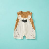 Cartoon Bear Baby Romper Soft Material Baby Romper with 3D Ears Breathable