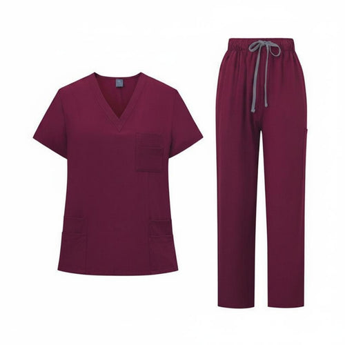 Scrub Set Breathable Solid Color Medical Attire Moisture Wicking for Hospital