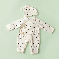 Side Tie Infant Jumpsuit Convenient Closures Gender-Neutral Cotton Jumpsuit Soft