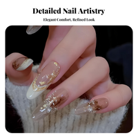 Honey Gradient Press On Nails, Handmade, Floral, Removable