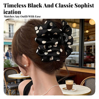 Airy Ribbon Fastener French Design Speckled Spot Ribbon Hair Fastener Lustrous Material Ribbon Hair Grip Secure Hold Nonslip