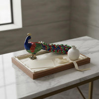 2 Pieces Peacock Decorative Figurine Enamel Finish Home Decor for Display Shelf