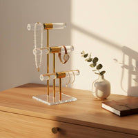 Acrylic Jewelry Display Stand Sturdy Necklace Display Rack Acrylic Necklace Holder Versatile 2-Tier Crossbar Stand Jewelry Stand