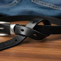 Vintage Leather Belt Easy to Match Silver Buckle Belt Long-Lasting for Jeans