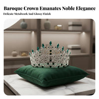 Baroque Pageant Crown Luxury Design Bridal Crystal Tiara Crystal Bead Full Crown Elegant Modeling Contest Tiara Sparkling