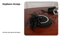 Mesh Ed Fascinator Hat Elegant Design Vintage Pillbox Hat Feather Bead Headpiece Net Mesh Feather Fascinator Hair Fastener