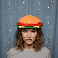 Creative Prop Hamburger Hat Funny Design Novelty Headwear for Adults, Kids, Party, Performance, Halloween