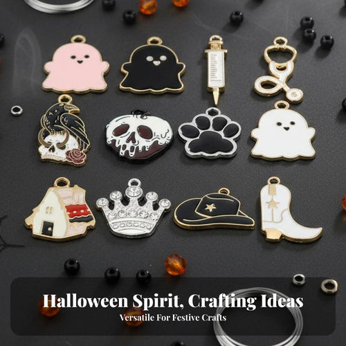 Alloy Flow Oil Trinket Long-Lasting Metal Halloween Trinket Gothic Skull Charms Detailed Design Halloween Craft Charms