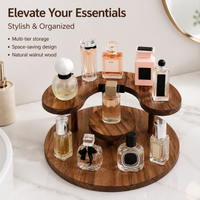 Wood Perfume Organiser for Dresser, 2 Layer Stepped Decorative Tray, Makeup