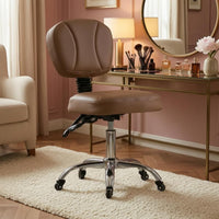 Salon Chair Padded Upholstered Stylist Chair Swivel Saddle Stool for Makeup Room