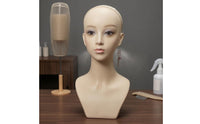 Female Mannequin Head with Shoulder Realistic Hairpiece Head Sturdy Beauty Display
