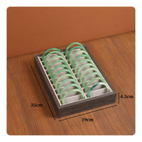 20-Slot Bracelet Tray Wood-Grain Bracelet Organizer Tray Textile-Lined