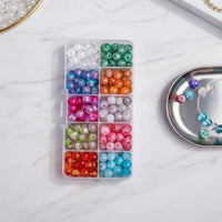 200 Pieces Crackle Glass Beads DIY Crafts Jewelry Making Beads Polished Final Craft Supplies for Beading Projects