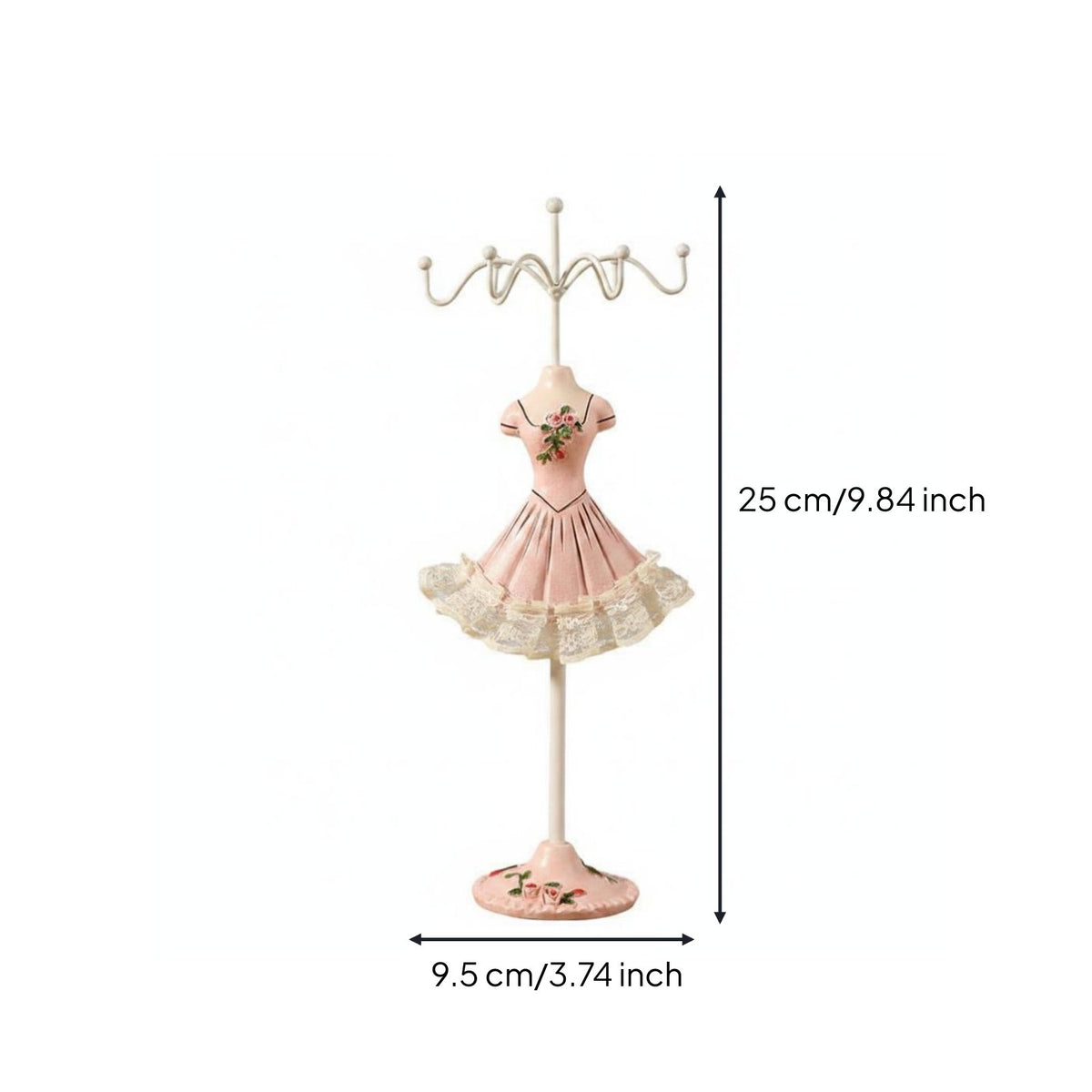 6 Pieces Princess Mannequin Jewelry Stand Gift Idea Accessory Storage Lace Trim