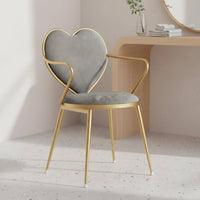 Heart Shaped Rear Chair Nordic & Design Modern Makeup Chair Gold Frame Velvet Armchair Cushioned Seat Indoor Seating for Bedroom
