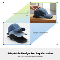 Denim Sport Cap, Adjustable, Unisex, Plain, Relaxed