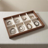 Rectangular Jewelry Display Tray Shallow Walnut Jewelry Tray Elegant Design