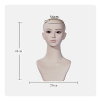 Mannequin Head with Shoulders Realistic Female Mannequin Head Defined Facial Features Display Bust with Shoulders for Shop Owners